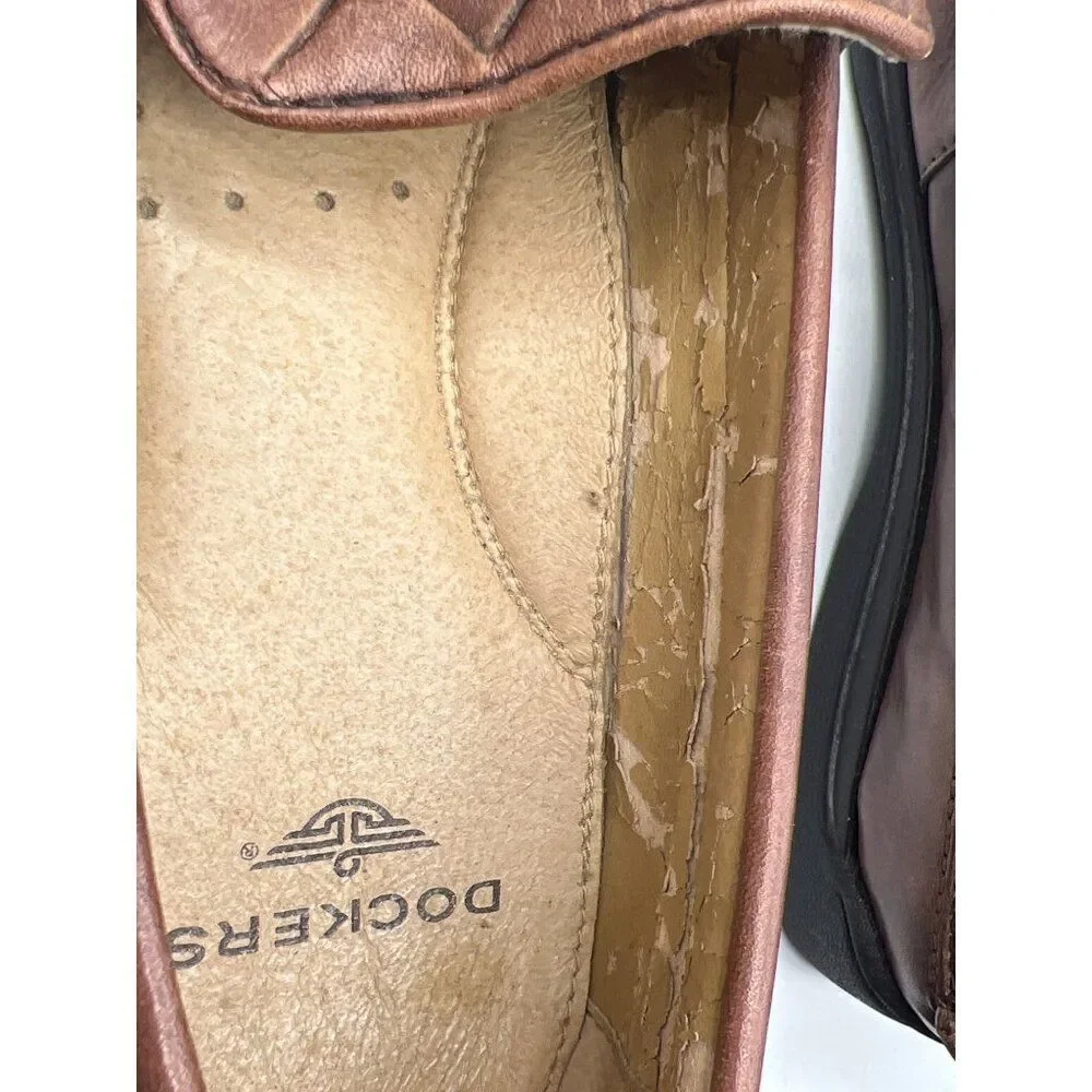 Dockers Brown Men’s Woven Leather Padded Loafers Size 10